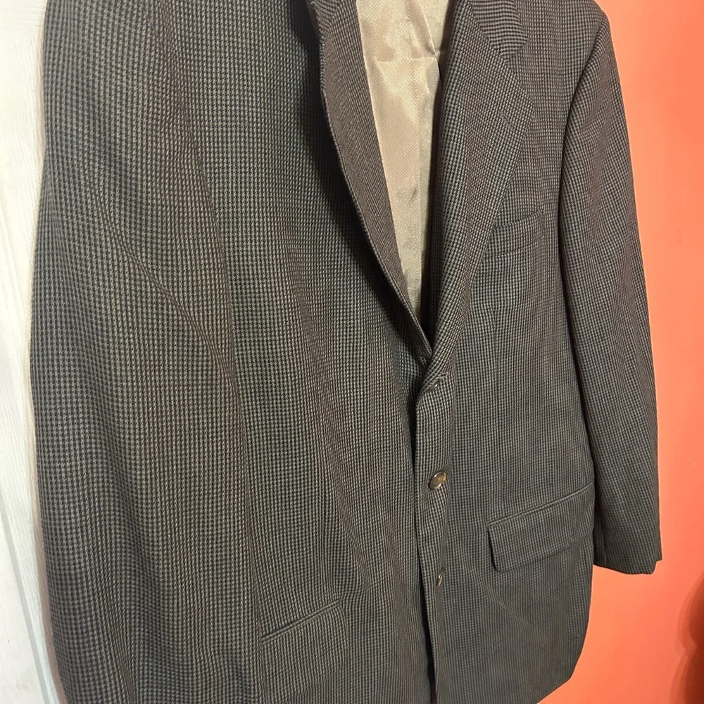 Oscar de la Renta Wool Vintage 90s Houndstooth Suit Jacket 42R Blazer